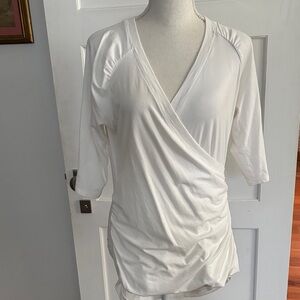CAbi White Wrap Top